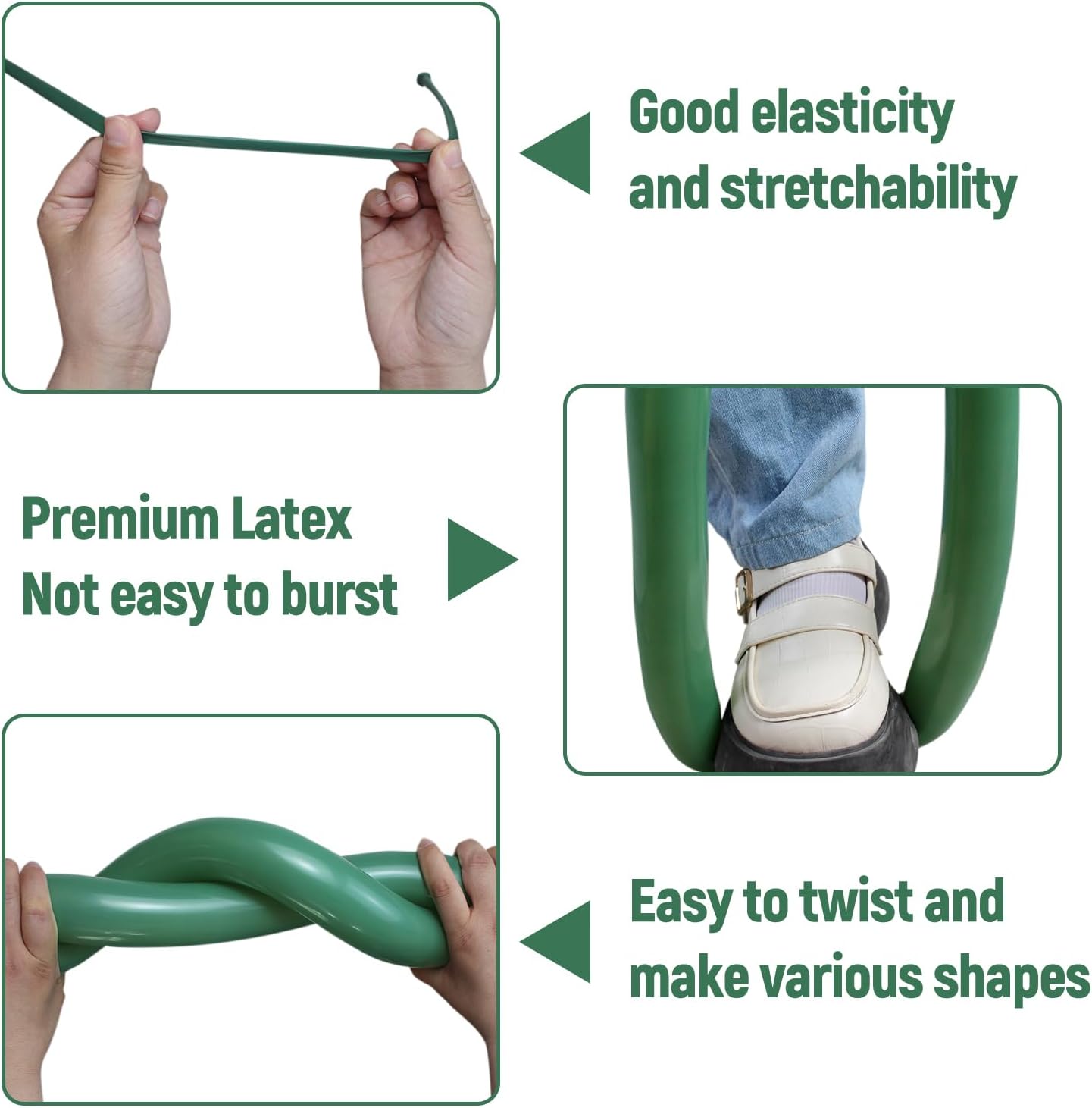 Sage Green 260Q Balloons by [Brand Name] - Thick Latex Twisting Balloons for Animal Models | 100pcs