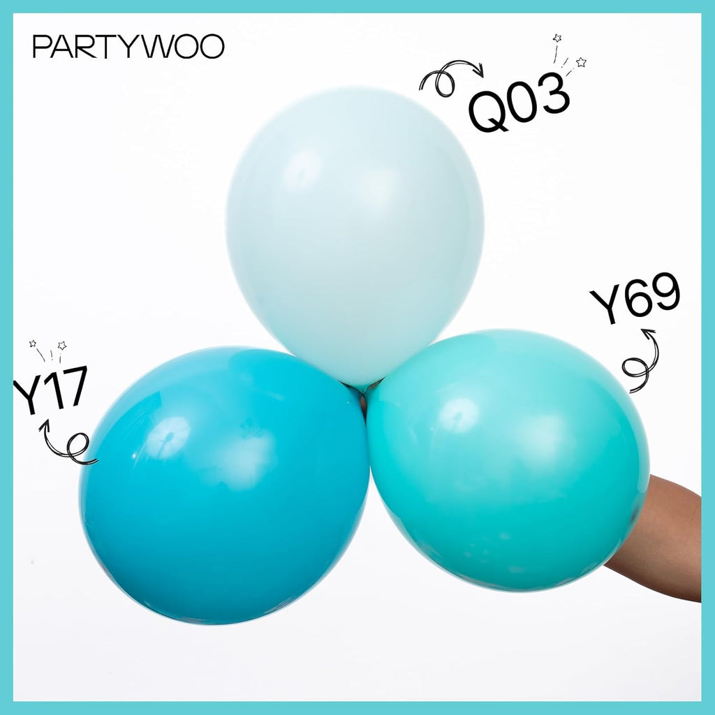 PartyWoo Teal Balloon Arch Kit - 100-Piece Set with 18, 12, 10, & 5-Inch Balloons for Baby Showers, Gender Reveals, & Birthday Parties