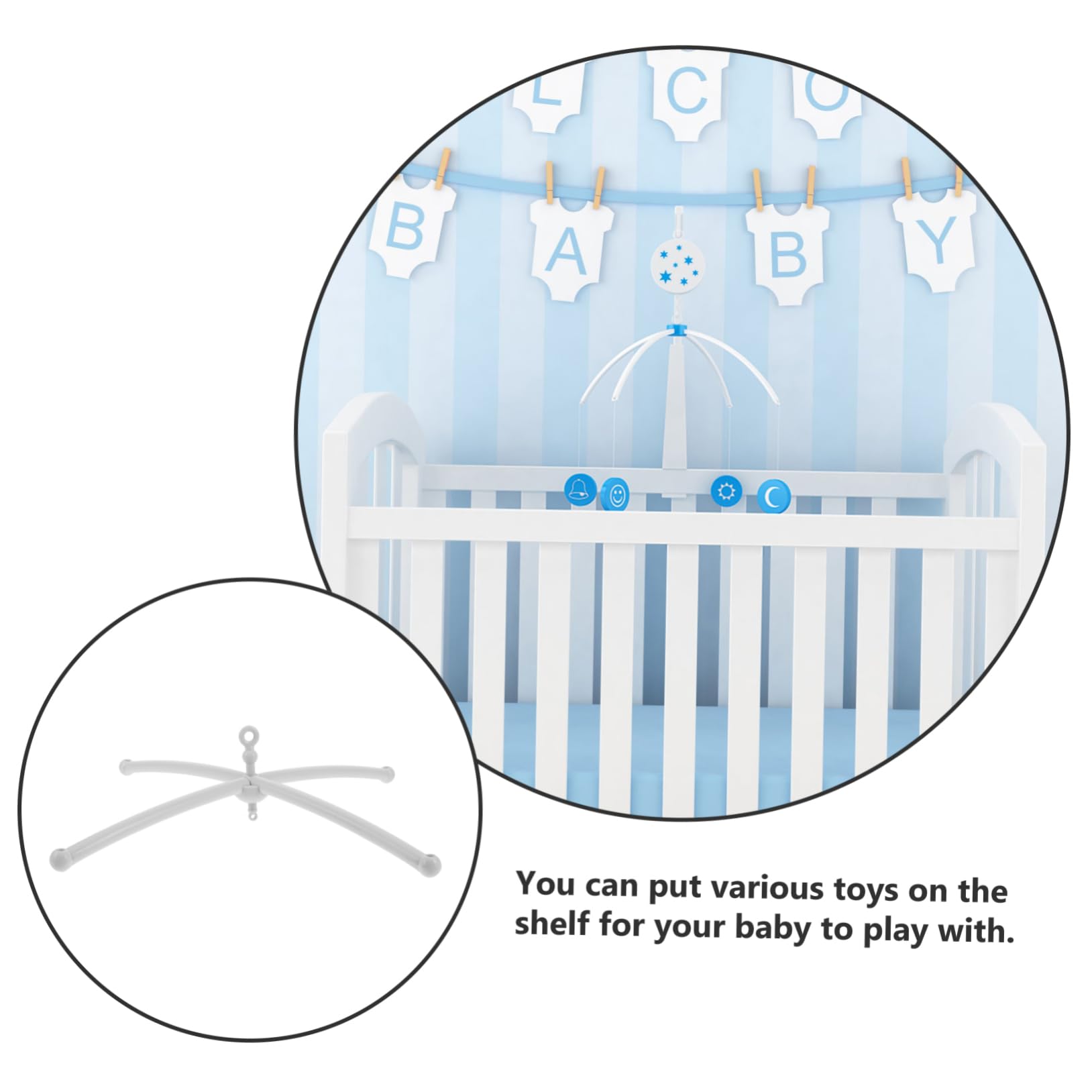 CIYODO Baby Crib Mobile Arm and Bed Bell Holder for Bassinet Toys Hanging Rack DIY Music Toy Decoration for Nursery