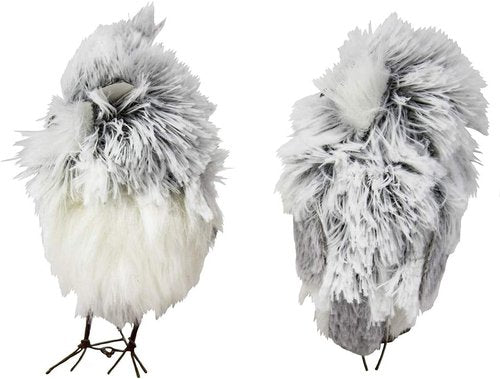 Kurt Adler 5-Inch Furry Gray Owl Figurines - Set of 2 Adorable Home Decor Accents