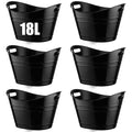 Patelai 6 Pcs Ice Buckets Bulk, Plastic Ice Buckets with Handles, Oval Storage Tub, Large Capacity Drink Tub for Party Bar Wine Beer Champagne Beverage Bottle Cooler(18 Liter,Black)