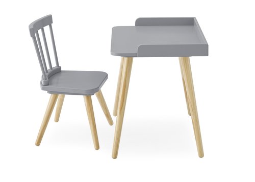 Delta Children Essex Desk & Chair Set, Greenguard Gold Certified, Grey/Natural