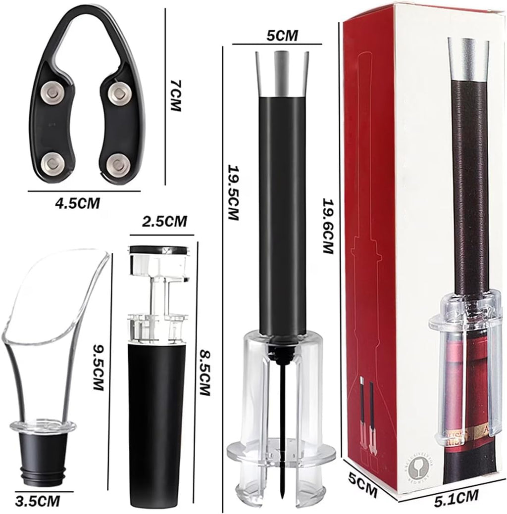 Wino on the go Wine Opening Set,Air Pressure Pump Wine Bottle Opener,Easy Cork Remover Corkscrew,Corkscrew Wine Opener Wine Opener Aluminum Alloy Handle(Red)