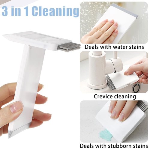 Ouliget Kitchen Sink Squeegee and Countertop Brush,3 in 1 Mini Squeegee Sponge Countertop Dirt Cleaning Brush,Multi Purpose Compact Brush Cleans Wet and Dry Spills