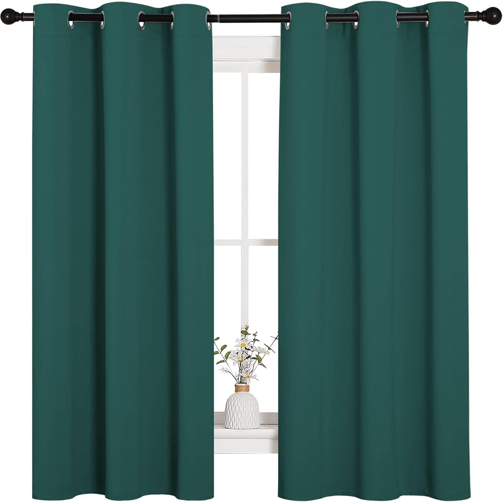 NICETOWN Thermal Insulated Blackout Curtains - Solid Grommet Panels for Dining Room | Hunter Green, 42x63-Inch (1 Pair)