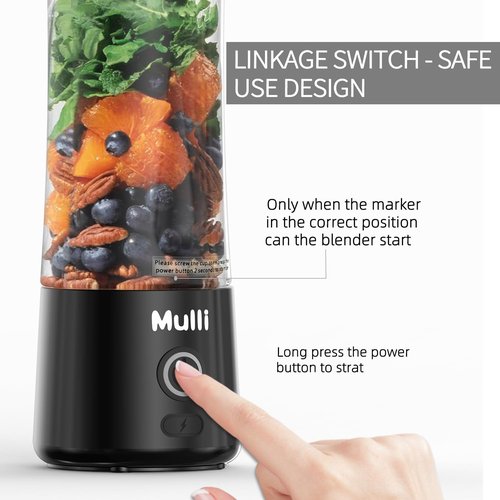 Mulli Portable Blender,USB Rechargeable Personal Mixer for Smoothie and Shakes, Mini Blender with Six Blades for Baby Food,Travel,Gym(Update)
