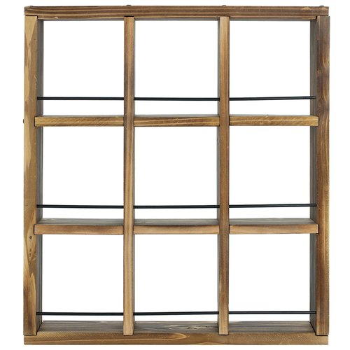 MyGift Wall Mounted Coffee Mug Display Rack – Rustic Burnt Wood Shadow Box Shelf for Collectible Travel Mugs, Cup Holder Storage for Kitchen, Office, or Coffee Bar Décor