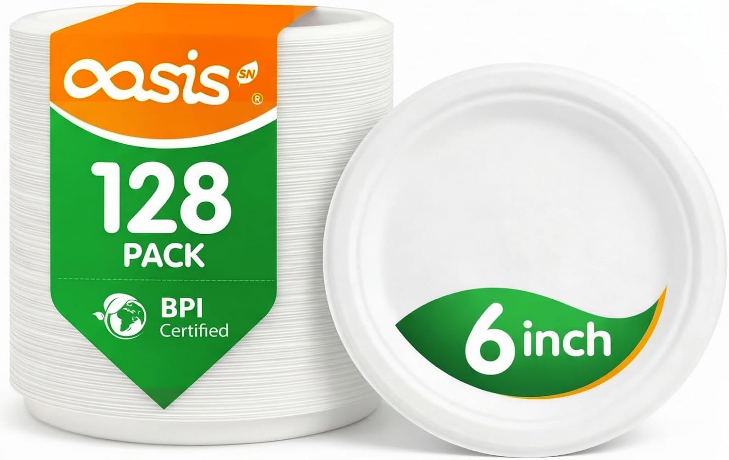 Skiennix Compostable Paper Plates - Heavy-Duty 6-Inch Dessert Plates | Eco-Friendly & Biodegradable, Perfect for Kids' Meals & Parties