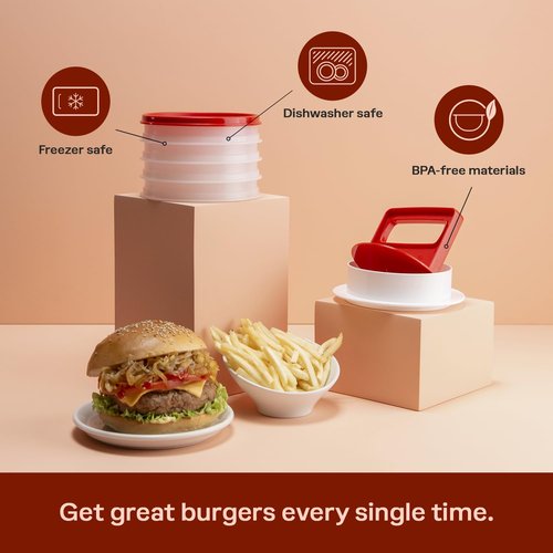 Tupperware Hamburger Press and 4-Container Set, Dishwasher Safe and BPA Free