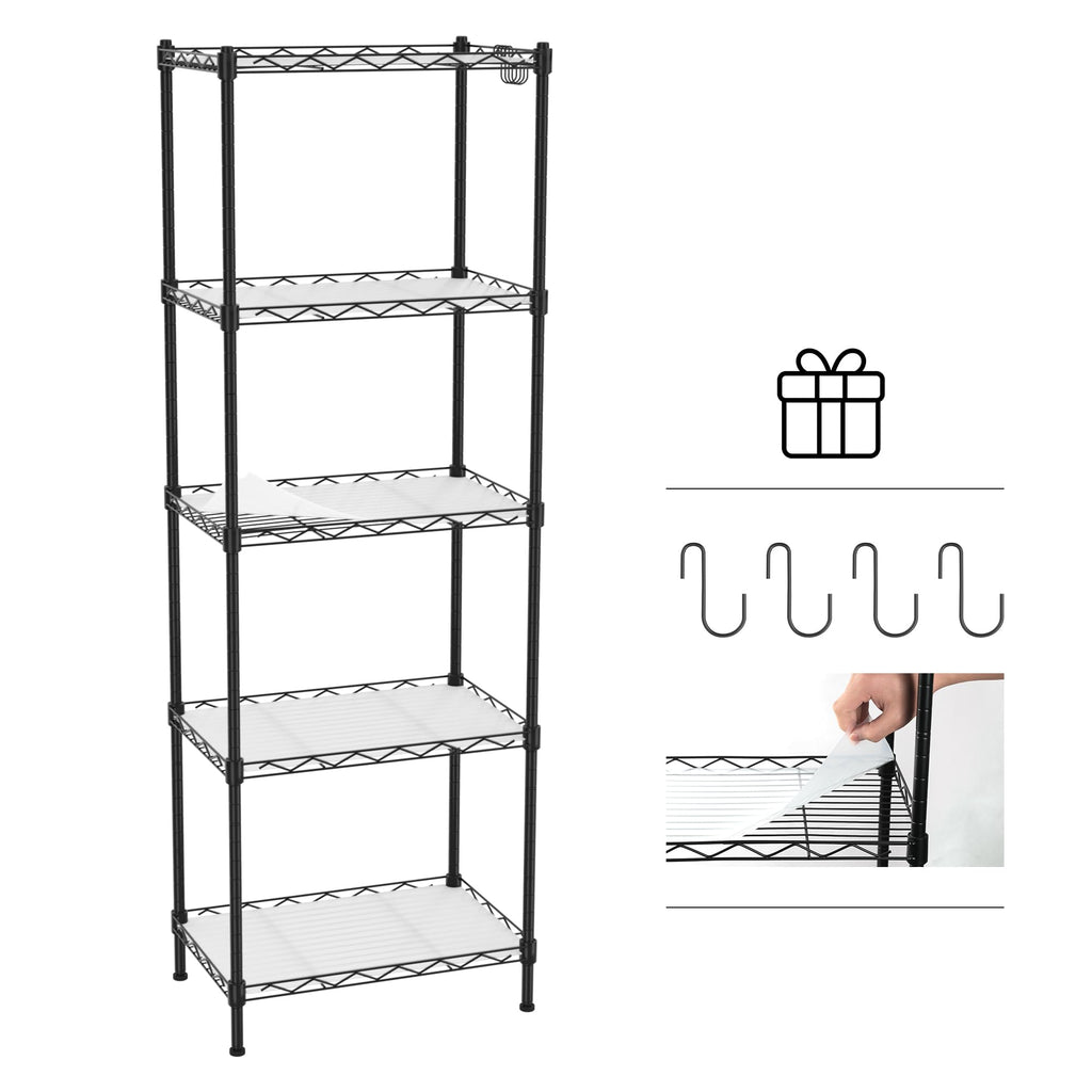 WORKPRO Storage Shelves, 5-Tier Metal Shelving, Garage Wire Rack, 17-3/8"W x 11-1/2"D x 51-1/2"H, 550 LBS Load Capacity, Standing Food Shelving Unit, Adjustable Shelf for Kitchen Pantry Closet Garage