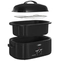 Sunvivi 18-Quart Roaster Oven with Self-Basting Lid, Electric Turkey Roaster Oven with Removable Pan and Rack, Stainless Steel, Black