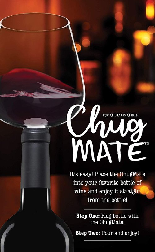 Godinger Chugmate Wine Glass Bottle Topper,The Original Goblet To Drink Straight From The Bottle, 16oz
