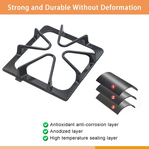 W10447925 Stove Grates Replacement for Whirlpool Stove Top, Gas Burner Range Grate for Maytag Amana Inglis Kirkland Cooktop Parts, Range Surface Grate Cast Iron Oven Grates Burner Rack Sets 4 Pack