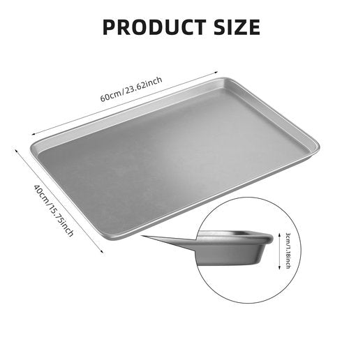 CROSSON 16× 24 Inch Cookie Sheet Pans Set of 3-Baking Tray Jelly Roll Pan Set Commercial Grade Aluminum Coated Statinless Steel Bun Pan for Oven,Freezer,Bakery Hotel Restaurant