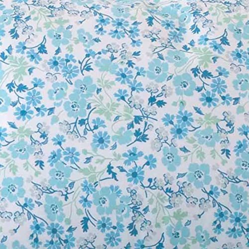 Laura Ashley - Queen Sheets, Cotton Percale 6-Piece Bedding Set, Crisp & Cool Home Decor (Jaynie Pastel Blue, Queen)