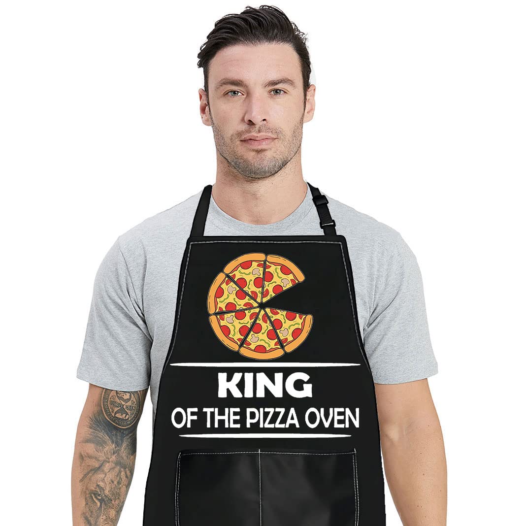 BWKTOP Pizza Maker Apron - King Of The Oven Pizzeria Apron With Pocket For Chef Dad