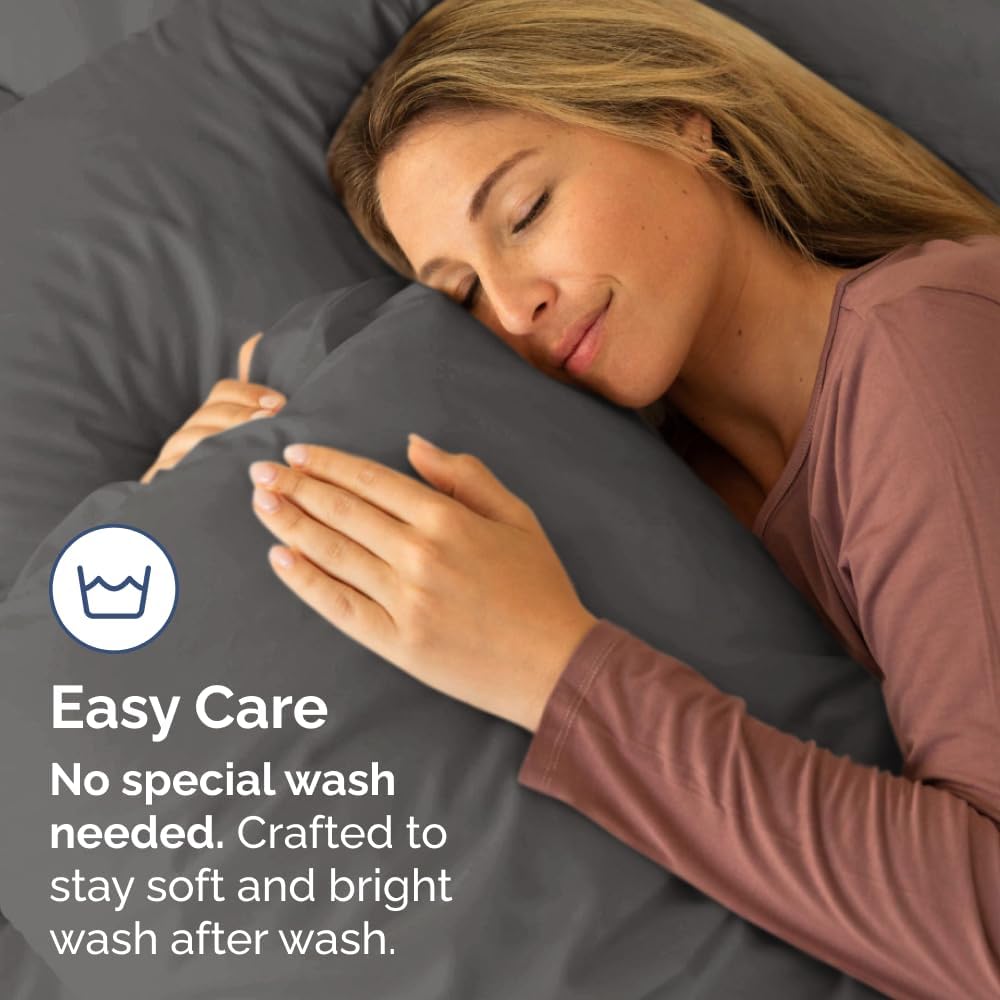Skiennix Body Pillowcases Set of 4 | Soft, Breathable 20x54 Long Pillow Covers - Fade-Free & Machine Washable (Charcoal)