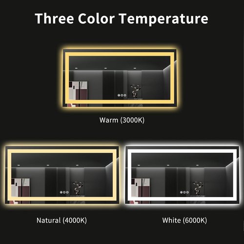 LOAAO LED Bathroom Mirror - 60x36 Inch, Dimmable & Anti-Fog, Backlit & Front Lit, Tempered Glass