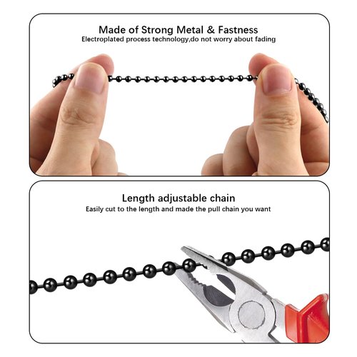 Dotlite 2Pack Retro Wooden Ceiling Fan Pull Chain Extender, 12in Decorative Fan String Pulls Extension,3mm Diameter Beaded Chain Pulls Ornaments with Connector