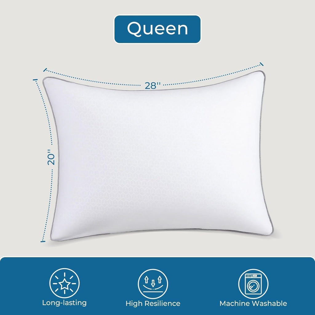 Sasttie Queen Size Pillows Set of 2 - Oeko-Tex Certified Down Alternative, Hotel Quality & Machine Washable