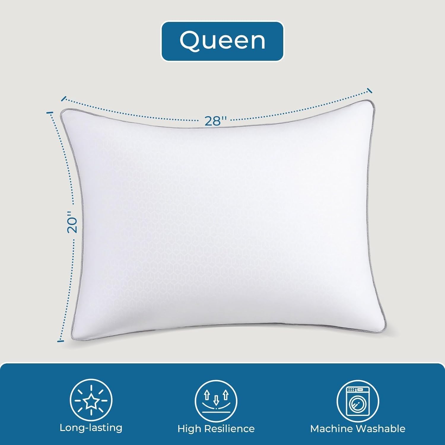 Sasttie Queen Size Pillows Set of 2 - Oeko-Tex Certified Down Alternative, Hotel Quality & Machine Washable