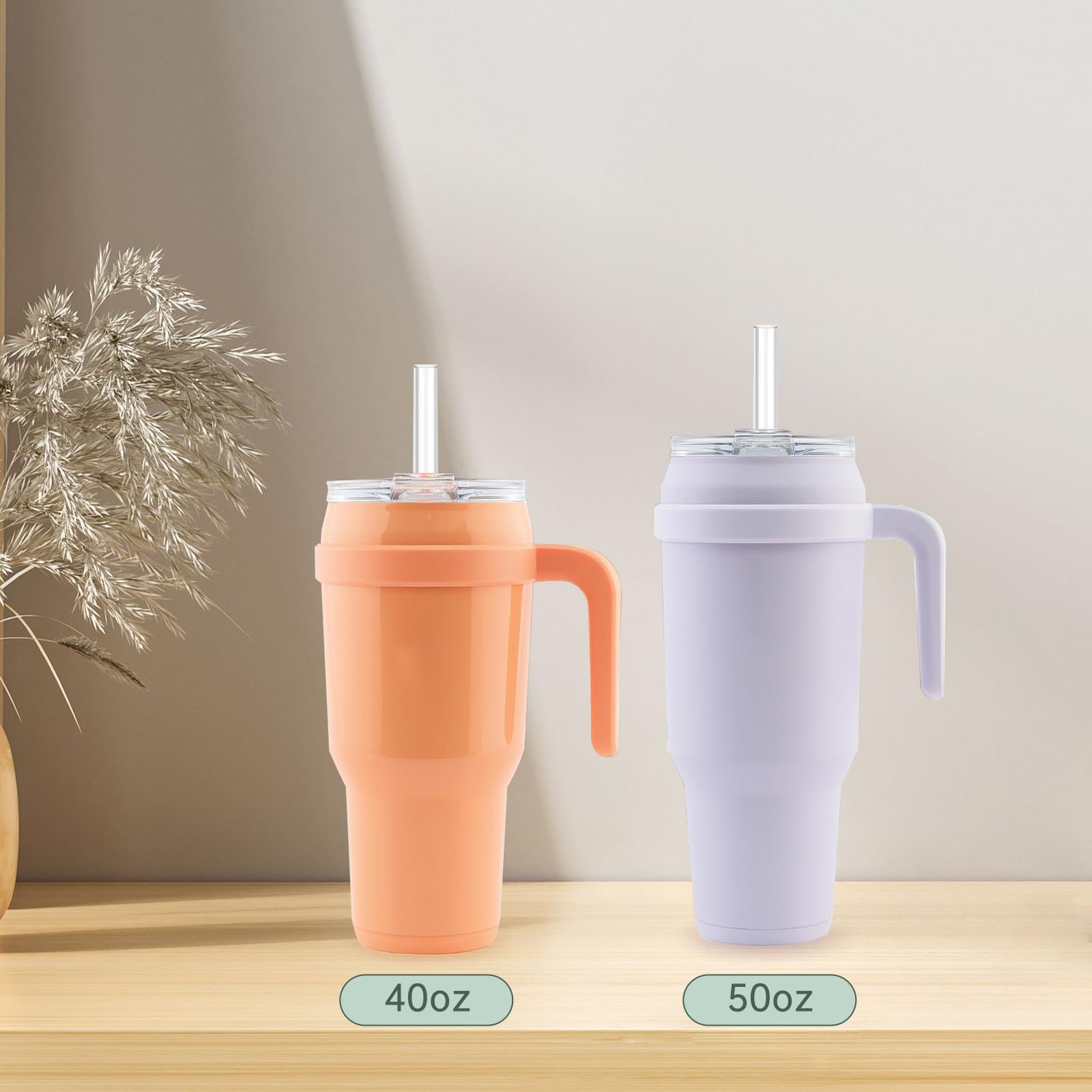 Replacement Straw Compatible with Reduce 50 oz 40 oz Tumbler, 5 Pack Reusable Straw with Cleaning Brush, Plastic, Clear