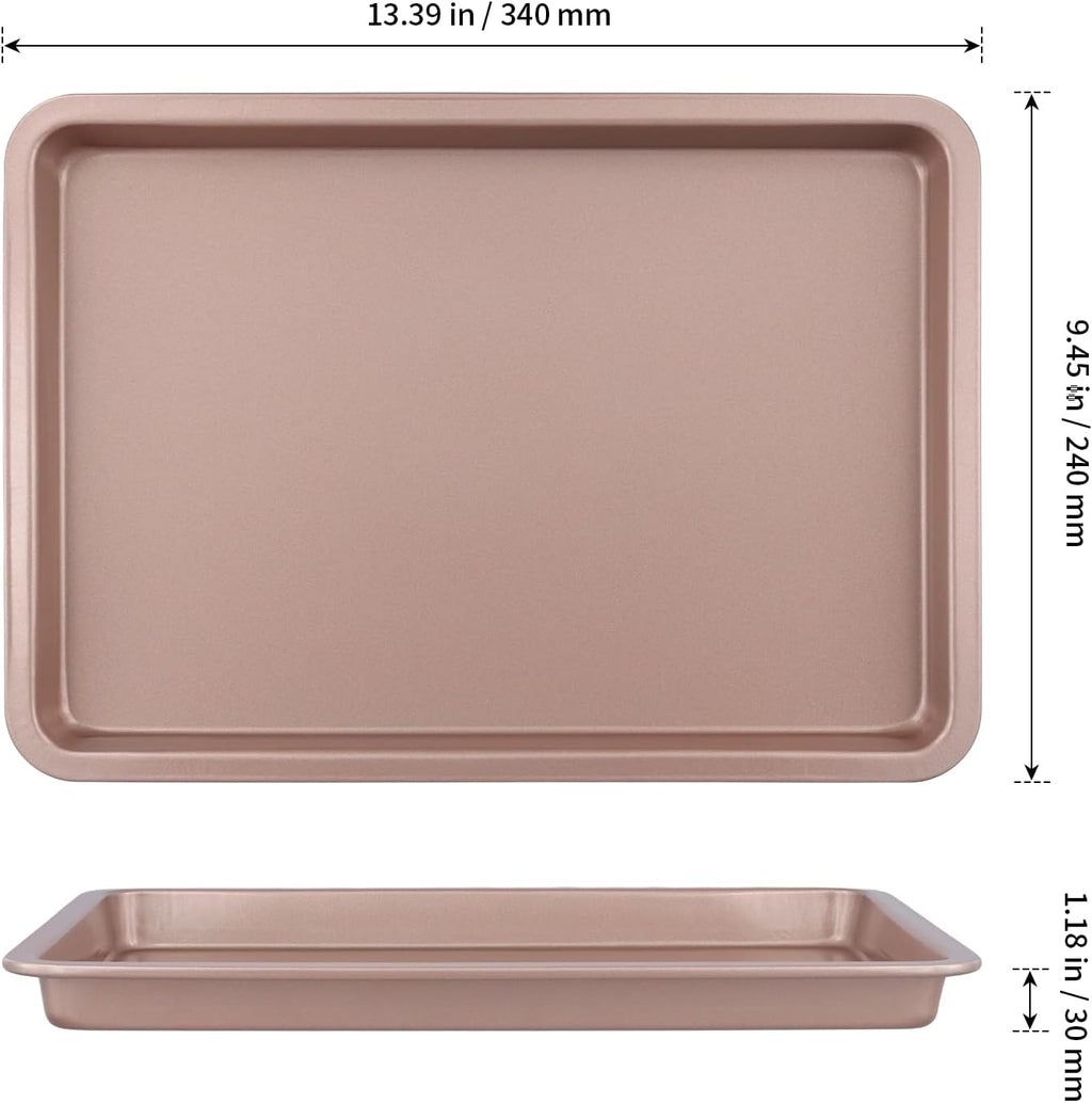 Sheutsan Gold Baking Sheet Pan Set - 4 Pack Carbon Steel Oven Trays, 13 x 9 x 1 Inch for Cookies & Roasting