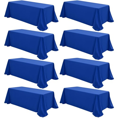 8 Pack Rectangle Tablecloth,90 x 132 inch Royal Blue Tablecloth Polyester Table Cloth for 6 Ft Rectangle Tables,Stain and Wrinkle Resistant Washable Fabric Table Covers for Wedding,Restaurant,Party