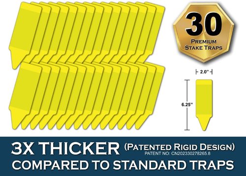 MAXGUARD Yellow Sticky Insect Traps (30 Pack) - Effectively Catch Fungus Gnats, Mosquitos & More