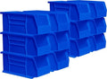 Akro-Mils Plastic Storage Bins - Space-Saving Stackable Organizers for Garage & Pantry | 10.5"L x 5.5"W x 5"H, Blue, 12-Pack