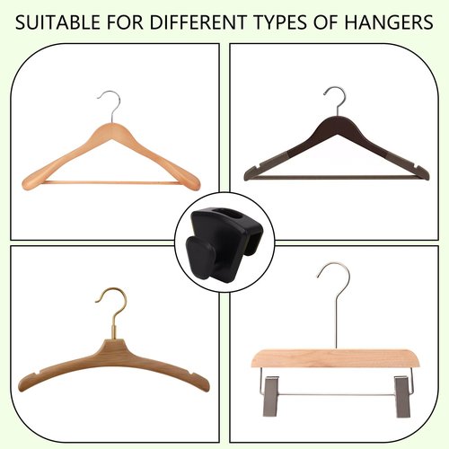 YOLCAR 60 Pack Space Saving Hanger Hooks, Black Plastic Triangle Hangers, Connector Hooks for Closet Organizers and Storage in Dorms and Homes