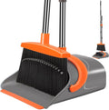 Ivandar Broom and Dustpan Set - Long Handle Combo for Home & Office | Gray & Orange Design
