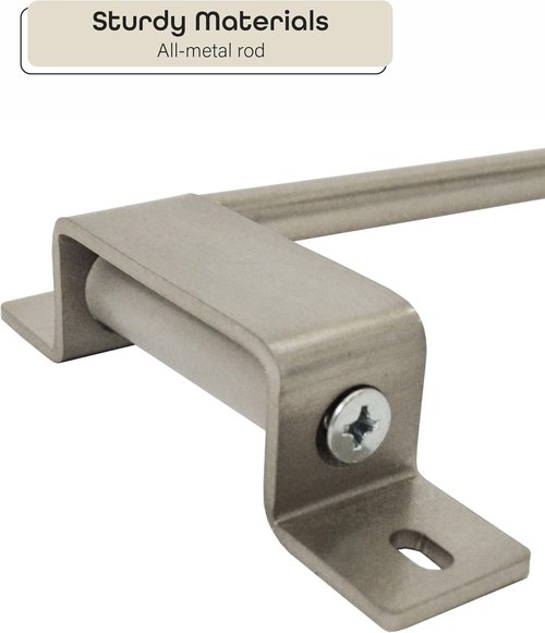Brent Swing Arm Curtain Rod - Heavy Duty Stainless Steel - Fits Windows 20" to 36" - Nickel Finish