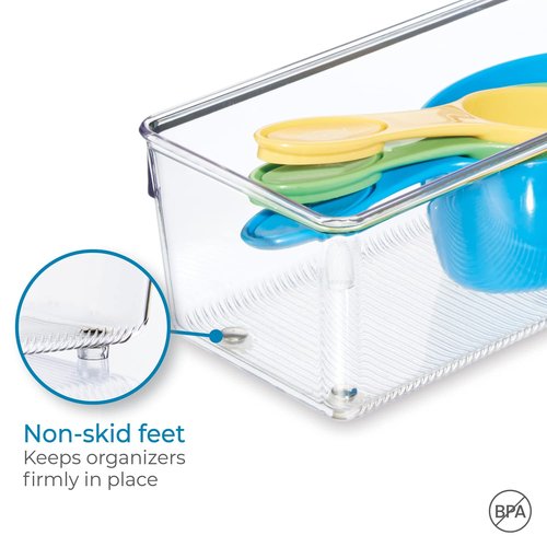 iDesign Plastic Drawer Organizer for Kitchen, Bathroom, and Desk Drawers, Set of 2, Clear