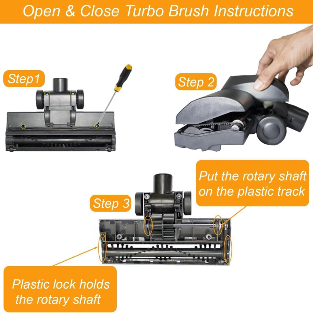 Turbo Brush Head Vacuum Attachment for Shark Navigator Rotator & Shop Vac using 1-1/4'',1-3/8" & 2-1/4'' Acessories - Removal Pet Hair for Hard Floors, Low Pile Carpet & Area Rugs