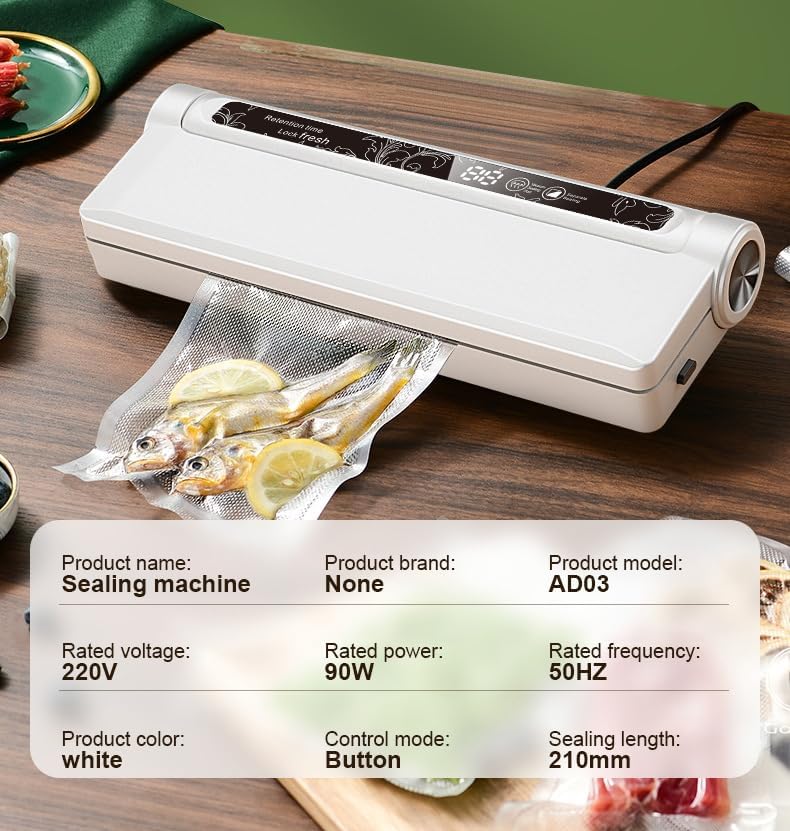 Skiennix Food Vacuum Sealer Machine - Compact Design with Strong Suction & Digital Timer | 20 Bags Included