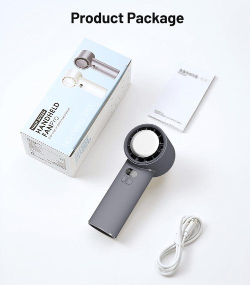 PEAKFLOW Handheld Fan with Ice Cooler,0-100 Adjustable Speed, Mini Pocket Size, Digital Display, 3600mAh Rechargeable Battery – Perfect for Travel, Outdoors, Vacations & Concerts