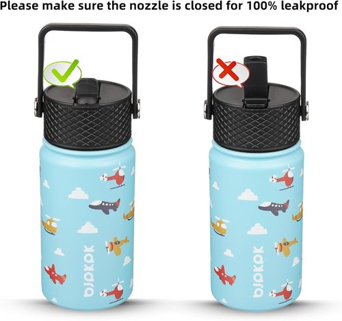 BJPKPK Insulated Water Bottle - 15 oz Stainless Steel Flask with Straw Lid | Reusable & Leak Proof