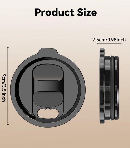 Pusee Slide Lid Replacement for 14oz Self-Heating Coffee Mug, Spill Proof Cup Lid Covers Compatible for 14oz Smart Mug, Easy to Clean and BPA-Free Plastic Cups Lid (Black)