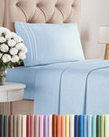 Skiennix Twin Size Sheet Set - Comfy Cooling Bed Sheets for All Ages - Deep Pockets, Soft & Wrinkle-Free - Light Blue