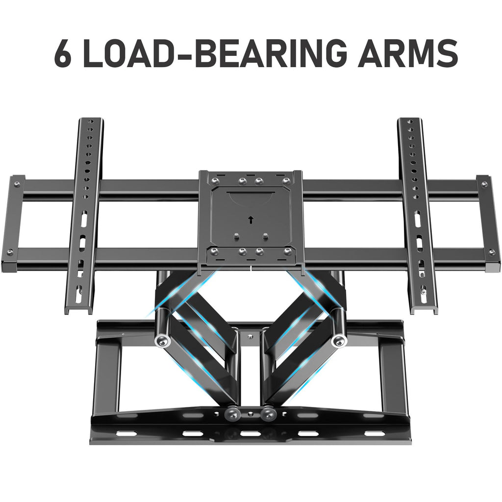 WNJQBY Full Motion TV Wall Mount - 37-85'' Flat/Curved TVs, Swivel Articulating Arms, Max VESA 600x400mm, Tilt Rotation, Holds up to 135 lbs