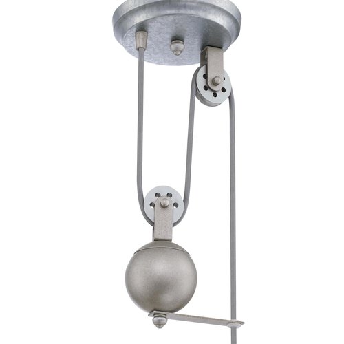 Westinghouse 6117000 Iron Hill Vintage-Style One-Light Indoor Pulley Pendant Light, Galvanized Steel Finish, Metal Shade