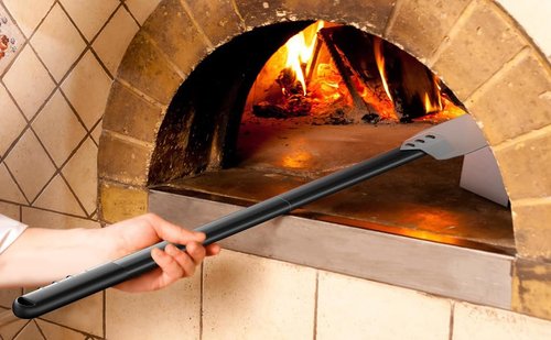 4 Piece Pizza Oven Kit, 9 Inch Pizza Turning Peel, 12 Inch Perforated Pizza Peel, Oven Brush and Ash Rake, Wood Fired Commercial Oven Accessoires for Home, Restaurant