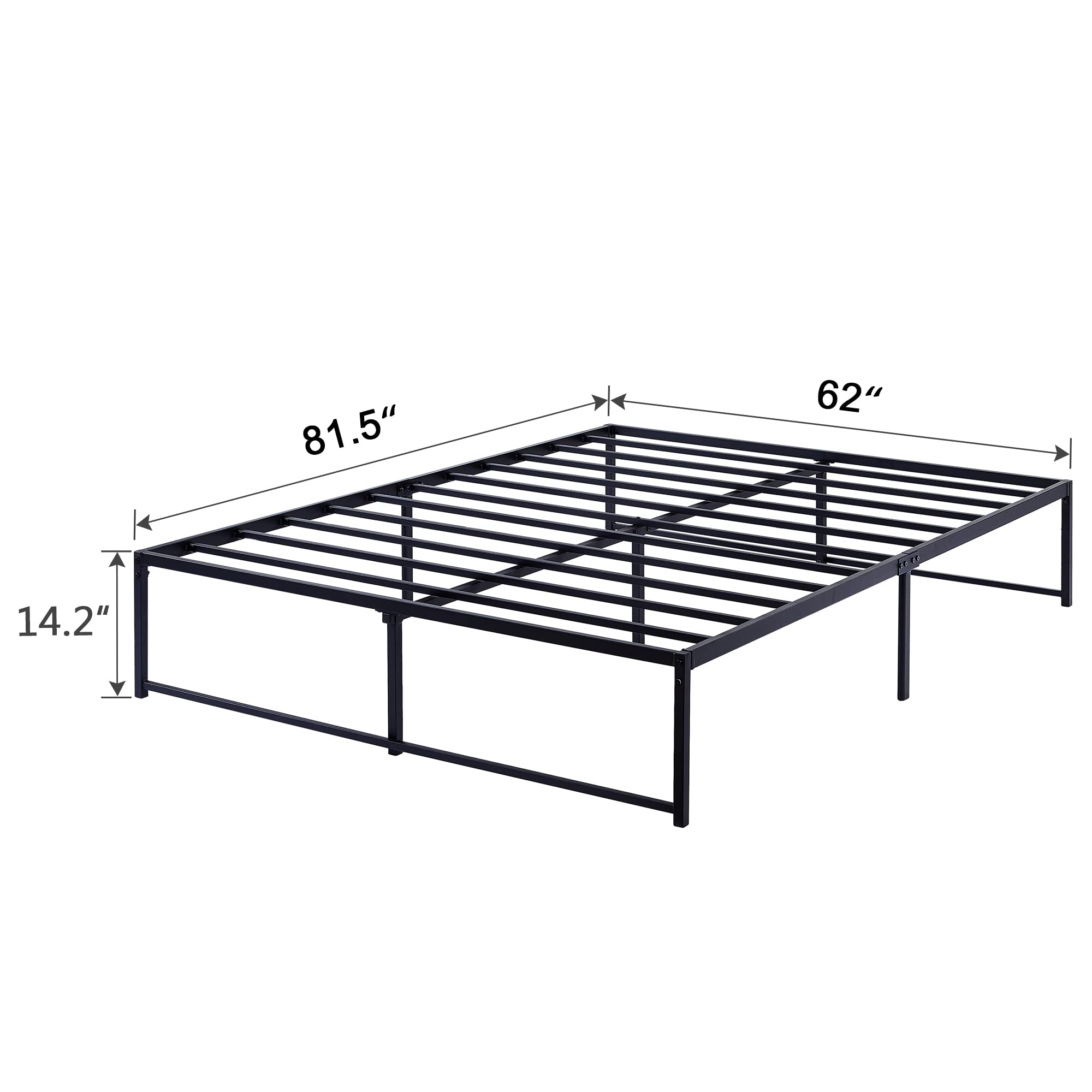 VECELO 14" Queen Bed Frame/Metal Platform Mattress Foundation/No Box Spring Needed