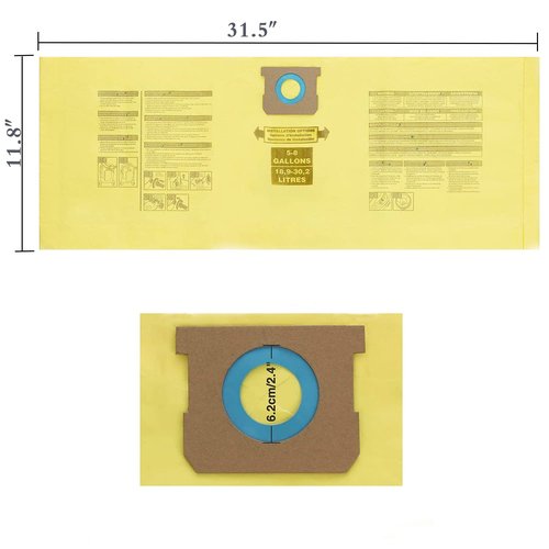 FDHF Replacement Type H Vacuum Bags for Shopvac 5-8 Gallon Vacuum, Replace Part #90671 9067100 90661 906-61 9066100, High-Efficiency Disposable Filter Bags, Yellow