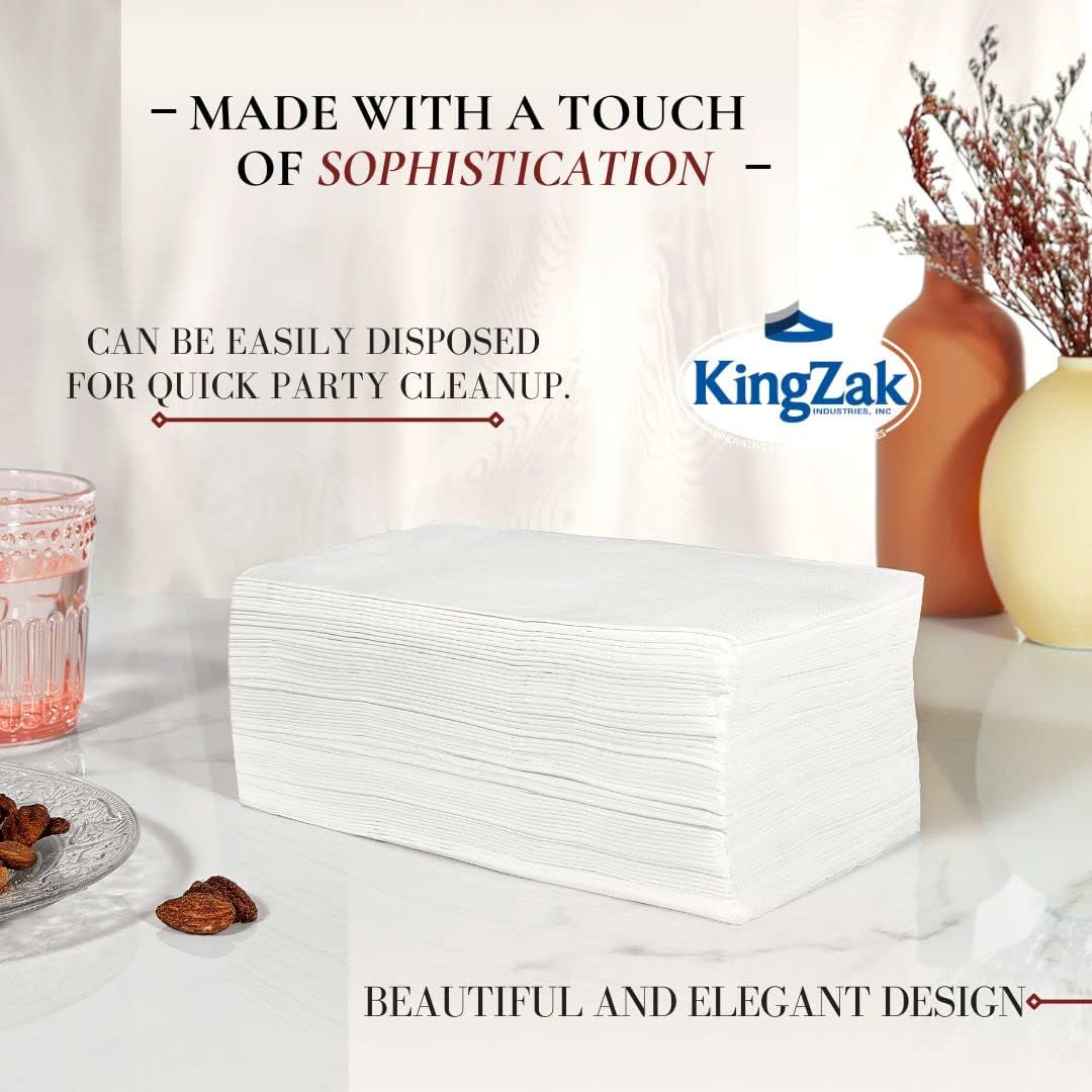 Premium White Napkins - 2-Ply Disposable Dinner Napkins | 100 Count Value Pack for Parties