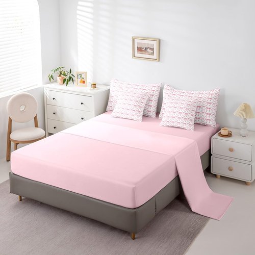 Erosebridal Pink Bow Queen Comforter Set for Kids Teen Women,Cute Ribbon Bowknot Bed in A Bag with Sheetss for Girls Kawaii Watercolor Bow Tie Bedding Set 7 Pieces,Pink White Princess Bowknot Bed Set