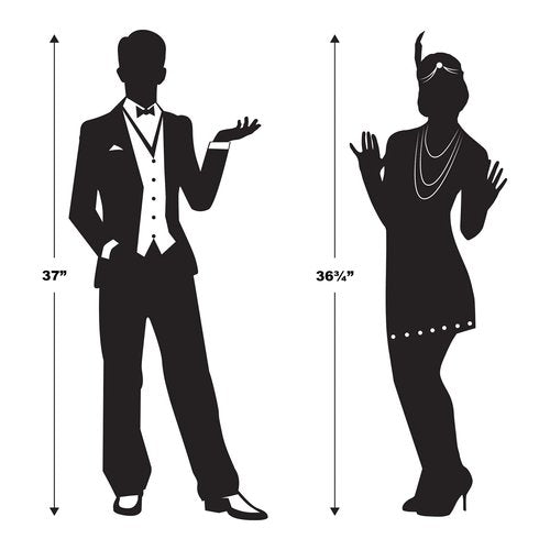 Beistle 4 Piece Great 20's Silhouettes, 36.75"/37", Black/White