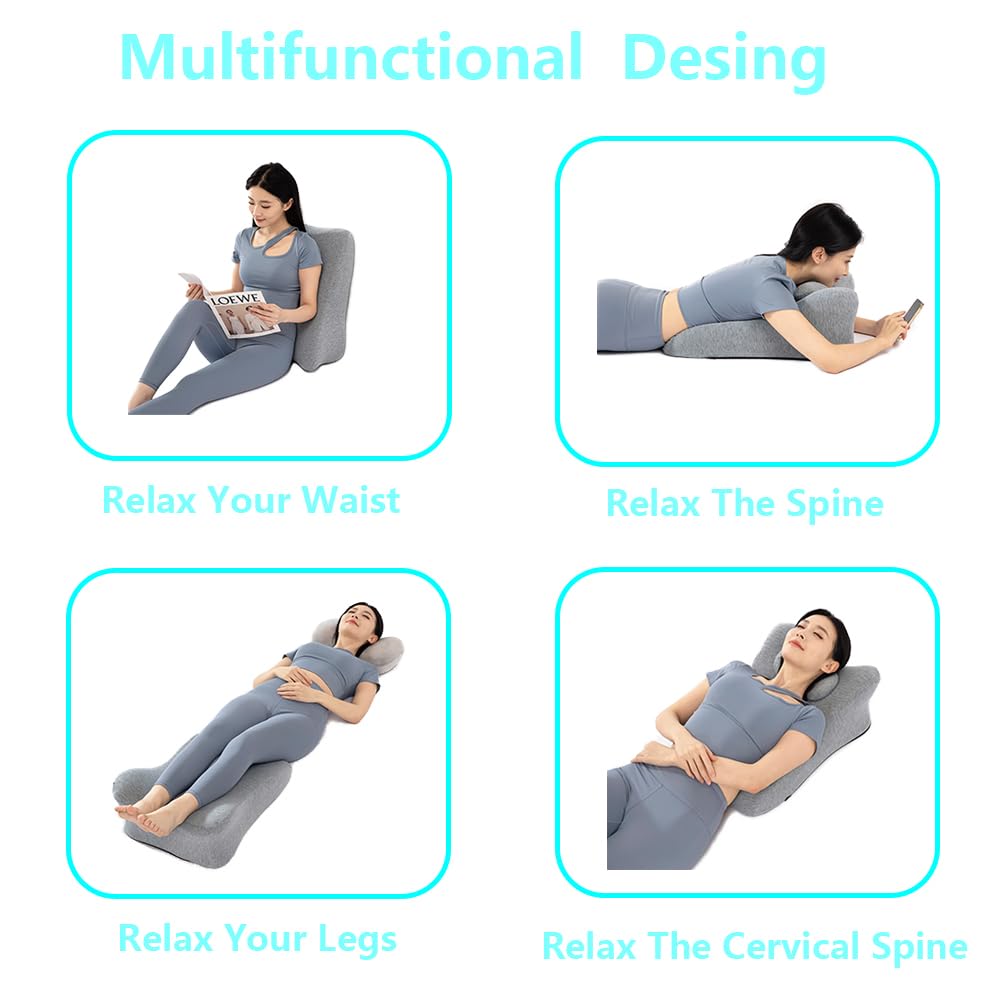Back Pillow for Bed Sitting Up,Upright Reading Pillow Back Support,Face Down Cushion Neck Leg Pain Relief Acid Reflux Multifunctional Adult Ergonomic Memory Foam Pillow in Bed Sofa Sleeping