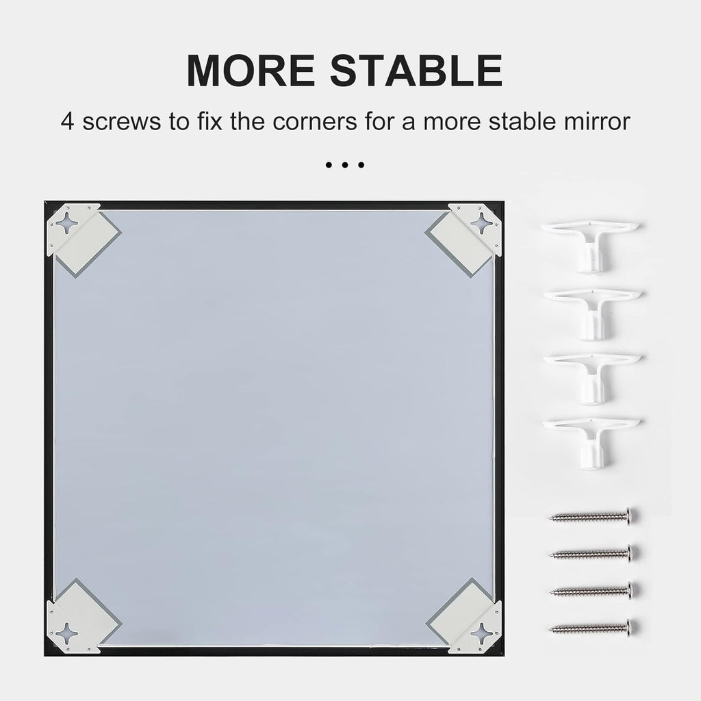 LEDLUX 24x32 Inch Black Bathroom Mirror - Copper-Free Mirror, Metal Frame Vanity Rectangle Wall Mounted Modern Mirror for Bedroom/Living Room/Porch Horizontal or Vertical